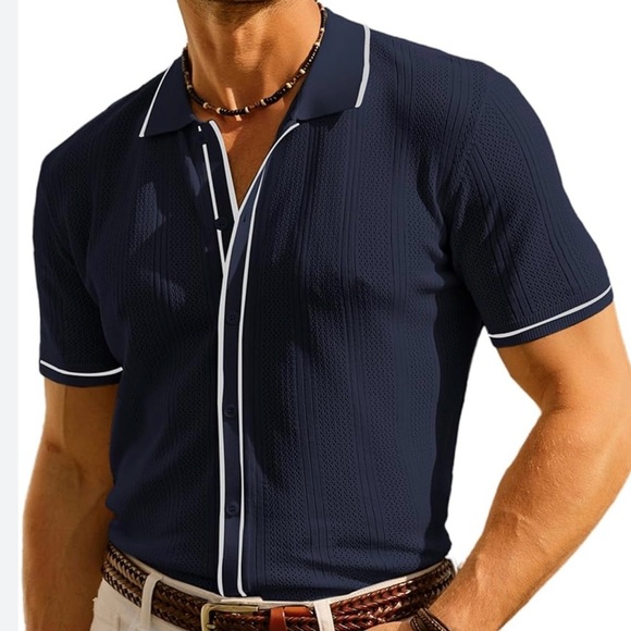 Paul Jones Navy Blue Button-Up Shirt Size XL - Picture 2 of 11